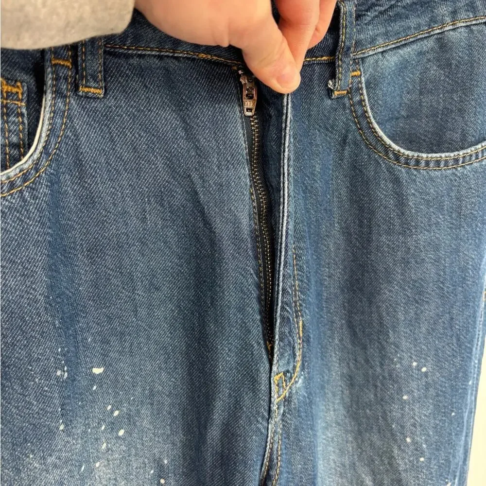 ANTHROPOLOGIE Pilcro The Annie Wide Leg Ultra High Rise Paint Splatter Jeans 27